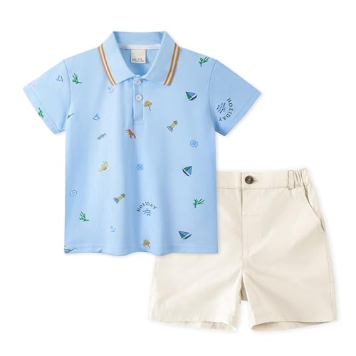 Image of Volunboy Baby Boy Summer Clothes Short Sleeve Polo Shirts Shorts Set Pique Beach Outfits