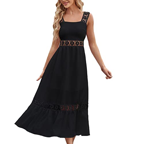 Robe longue de plage d'été pour femme avec dentelle bohème chic