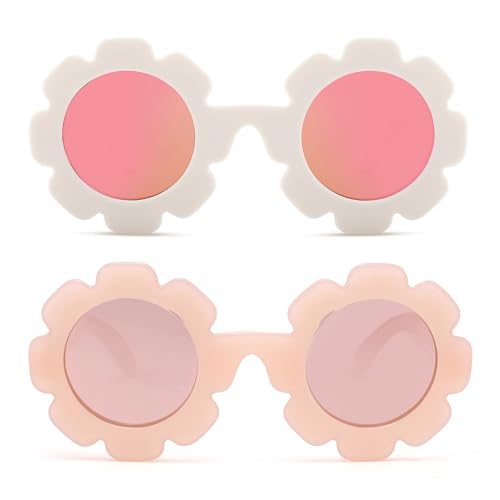 Image of Hycredi Flexible Bendable Flower Baby Polarized Sunglasses with Strap for Newborn Infant Girls Age 0-24 Months