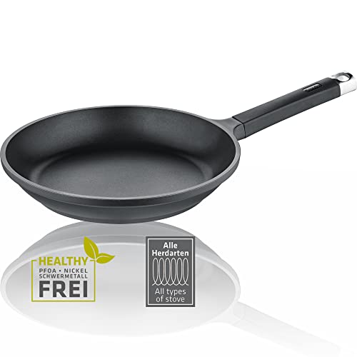 Berndes Bratpfanne 24 cm Aluminium – geeignet für alle Herdarten - Antihaft Pfanne schwarz - leichte Pfanne mit schneller Hitzeverteilung - ergonomischer Griff - kleine Pfanne - Edition 100
