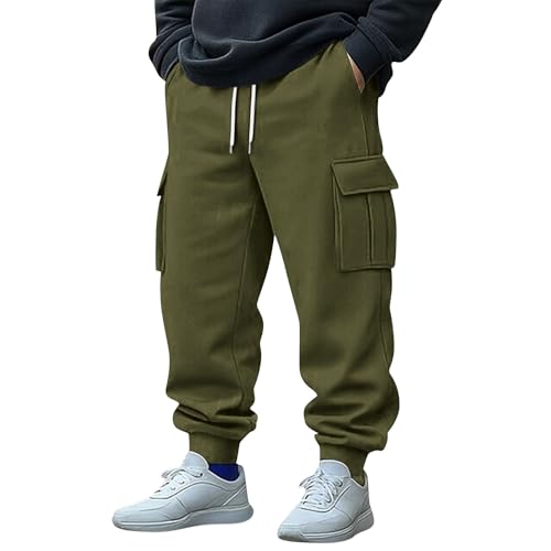 Pantaloni Tuta Cargo Uomo Invernali in Pile Pantaloni Sportivi in