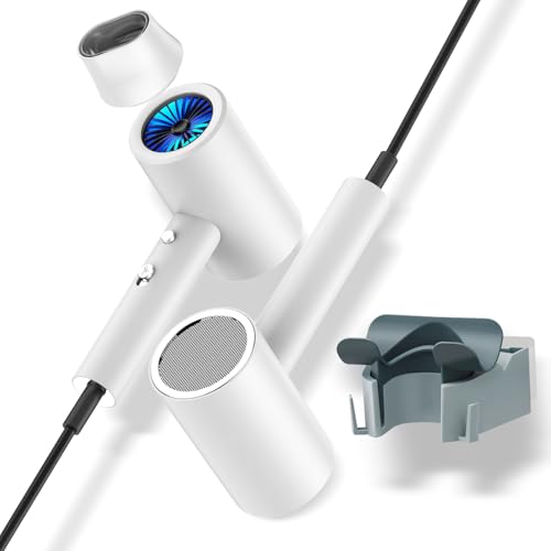 Salon Styling Hair Dryer with Wall HolderBlue Light Negative Ions Fast DryingHigh Power HairDryer for Home & TravelEquipped 360 Rotatable Blow Dryer Stand 110V Matte Texture - Pearly White