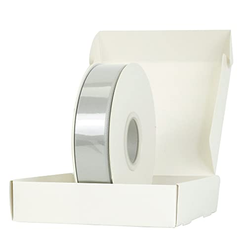 Huihuang Silver Satin Ribbon 1 Inch X 50 Yards Silver Christmas Gift Wrapping Ribbon Double Face Satin Ribbons For Crafts Gifts Wrap Bows Floral Bouquet Cake Box Wedding Invitation Card Tree Decor #TOP3