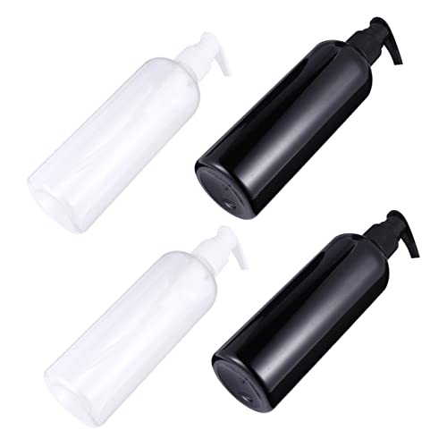 DRESSOOS 4stücke Reise-pumpflaschen Mit Langer Saugröhre Für Flüssigseife Shampoo Lotion Und Andere Flüssigkeiten Wiederverwendbar Transparente Flasche Weiße Pumpe Schwarzer Deckel