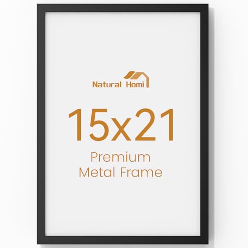 Image of 15x21 Aluminum Metal Picture Frame,Tempered Glass Black 15 x 21 Poster Frame for Puzzles Photos or Artwork for Wall Gallery Mount Horizontal or Vertical Decor Home,Office,Hotel