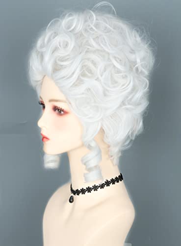 LeMarnia18th Century Queen Wig White Honeycomb Curly Retro Heat Resistant Halloween Costume Wig, Off-white, 29.59 cm x 5.21 cm - Image 3