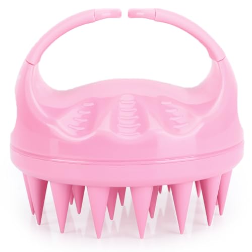 Image of FREATECH Hair Scalp Massager Shampoo Brush with Long & Soft Silicone Bristles for Scalp Care, Gentle Scrub to Exfoliate, Intensive Massage to Relax The Head, Dandruff Removal and Hair Growth, Pink