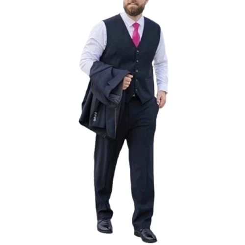 MANYUBEI Ternos masculinos 3 peças tamanho grande versão solta smoking casacos dois botões vestido d