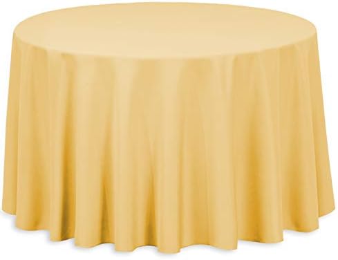 LinenTablecloth Round Polyester Tablecloth, 90-Inch, Gold