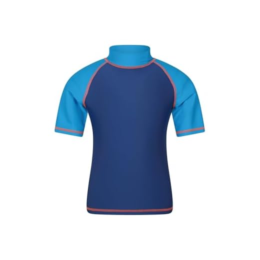 Mountain Warehouse Kurzarm Badeshirt für Kinder - LSF50+, Schwimmshirt, Flache Nähte, Rash Guard für Jungen & Mädchen - Für Schwimmen & unter einem Neoprenanzug Blau 5-6 Jahre
