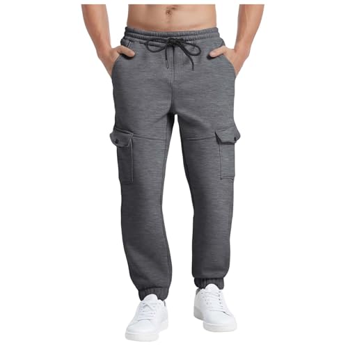 Mens Pants R宽松elaxed Fit Men's Casual Pant Solid Color Elastic Waist Strap Knee Pocket Toe Pants Mens Track Short