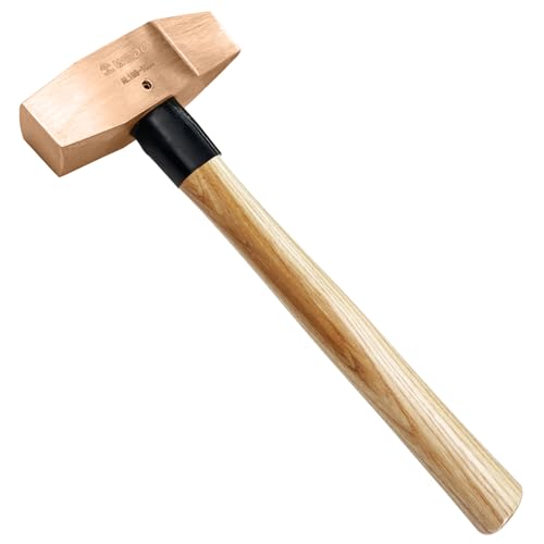 WEDO Martillo de corte sin chispas, martillo cruzado, martillo de chapa, martillo de ingenieros maquinistas, martillo de ajuste, longitud 365 mm, cobre berilio, no magnético, estándar DIN y BAM