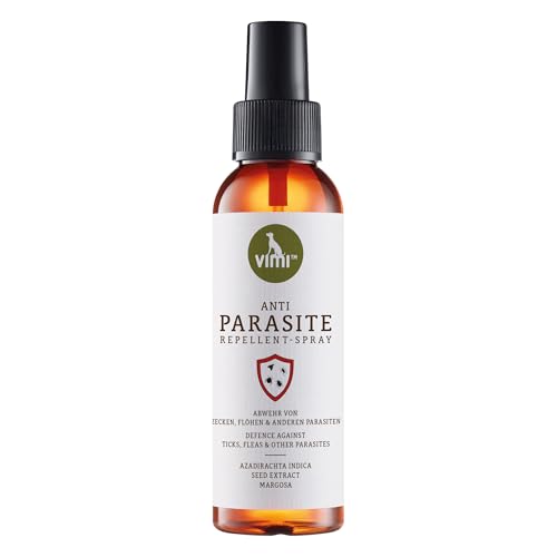 vimi Anti Parasite, natürlicher Zeckenschutz für Hunde, 100 ml, gegen Zecken, Flöhe, Milben & andere Parasiten, bis zu 8 Stunden, mit Neem, Zitronen-Eukalyptus, Lavendel & Geranium