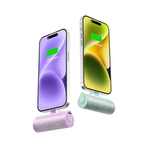 Charmast 2-Pack Small Portable Charger for iPhone 3500mAh, Bling Compact Mini Power Bank, Cute Battery Pack Portable Phone Charger Compatible with iPhone 14 Pro Max/14/13/12/11/SE/XR/X/8/7 Series Cover
