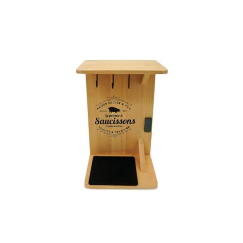 Fackelmann 37834 Potence à Saucisson, Support Bois pour Saucisson Sec, Support à Saucisson, Porte Saucisson, Bois, 30,5 x 20 x 10,5 cm