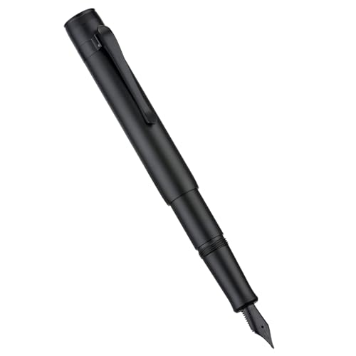 Image of Hongdian M2 Black Forest Mini Fountain Pen, Long Blade Nib & Sleek Shape Aluminium Short Pocket Travel Pen (Matte Black)