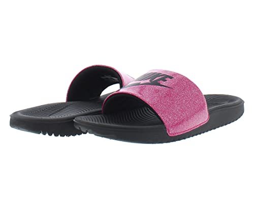 Image of Nike Kawa Slide SE 2 PS Girls Shoes Size 2, Color: Very Berry /Crow Black-Pink