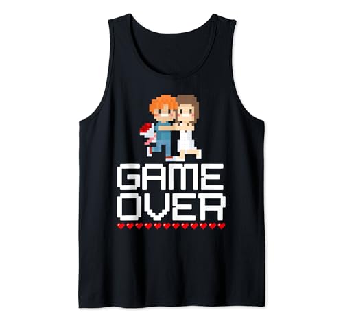 Game Over Bachelor Party Gamer Boda Padrino Humor Fiesta Camiseta sin Mangas