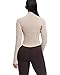 AVGO Women's Cropped Running Workout Jackets Zip Slim Fit Athletic Tops with Thumb Holes(Almond, L)