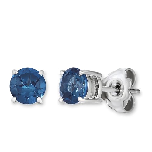 Le Vian Brown Smoky Quartz or Blue Topaz Round Stud Earrings for Women - 925 Sterling Silver Studs for Her - Classic Push Back Studs - 2 Carat Unisex Elegant and Timeless Gemstone Earrings2