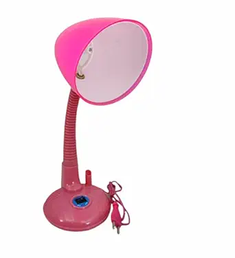 FunBlast Plastic 30 Cm Study LED Table Lamp - Adjustable Table & Desk Lamp For Study Room/Home/Office With Attached Pen Stand (Pack Of 1; Bulb Not Included) (Pink)