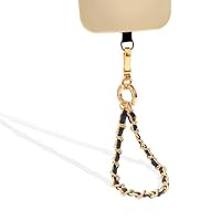 Nalefow Phone Wrist Strap with Metal Chain Phone Lanyard Wrist with 2 Tether Tabs Metal Leather Cellphone Charm Chain (Gold) — image 2