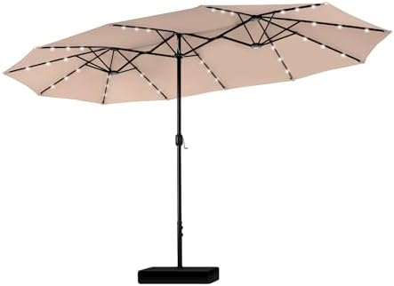 PHI VILLA Sonnenschirm Rechteckig 450x270cm mit Ständer | Groß Gartenschirm XXL, Mit Kurbel, UV Schutz, UPF50+, Windfest,Wetterfest