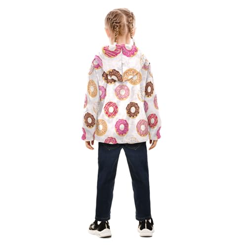 OTVEE Cute Pink Colors Sweet Glazed Donuts Kids Hoodie Jacket Fall Spring Full Zip Warm Outwear Coat4