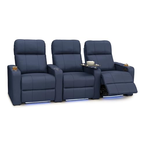 Image of Seatcraft Monterey Home Theater Seating Navy Blue Row of 3