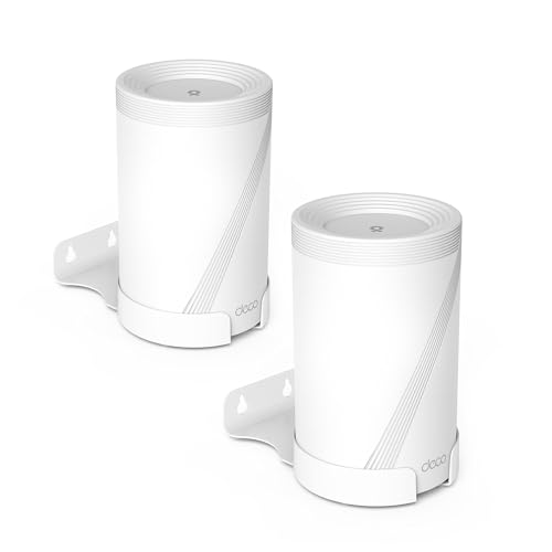 Image of Wall Mount for TP-Link Deco BE63 / BE65 /BE67 /BE68 /BE10000 /BE11000 /BE14000 Mesh Wi-Fi 7 System, Saving Space Aluminum Alloy Wall Hanging Bracket Holder with Cable Storage Rack (White-2Pack)