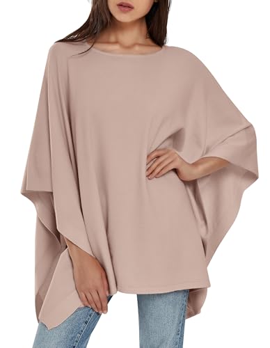 Image of PULI Women's Pullover Poncho Sweater Oversized Knit Layering Top Travel | Sleeveless and Layers Over Any Shirt At Home or Work