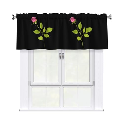 Cortina Valance 54x18 pulgadas con estampado de rosas miniatura 1