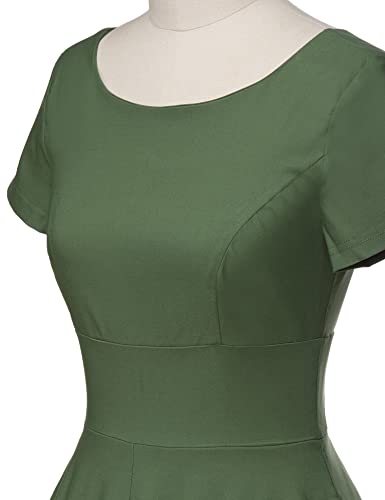 Image of GownTown Women's 1950s Vintage Dresses Short Sleeves Cocktail Stretchy Party Dresses with Pocket