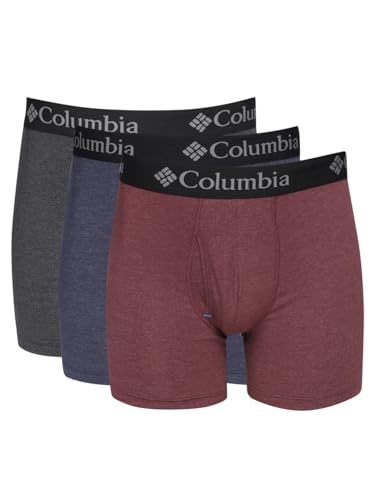 Columbia Men's Performance Stretch Boxer Briefs 3 Pair, Black/Port Royale/India Ink, XX-Large
