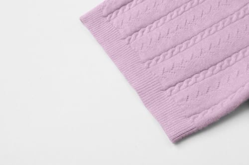 Image of SANGTREE Women's Cable Knit Half Sleeve Sweaters, Crew Neck Solid Color Knitted Summer Pullover Tops