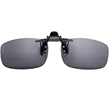 JESSIEDANTON Polarized Clip-on Flip Up Metal Clip Rimless Sunglasses for Eyeglasses, Lightweight, M Size, Black Lens