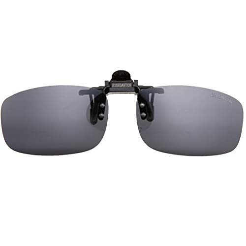Polarized Clip-on Flip Up Metal Clip Rimless Sunglasses for Eyeglasses, Lightweight, M Size, Black Lens