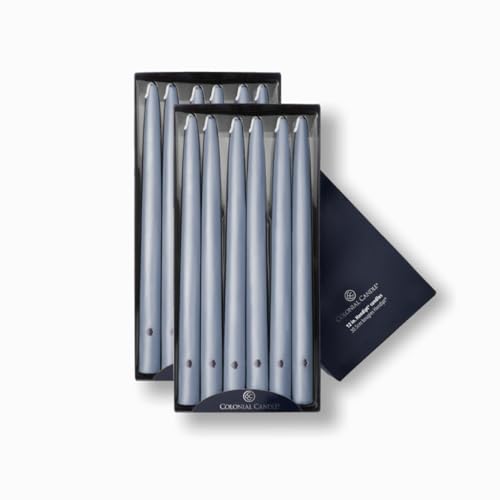 Image of Colonial Candle Unscented Taper Candle, Handipt Collection, Wedgewood, 12 in, Pack of 12 - Up to 10 Hours Burn