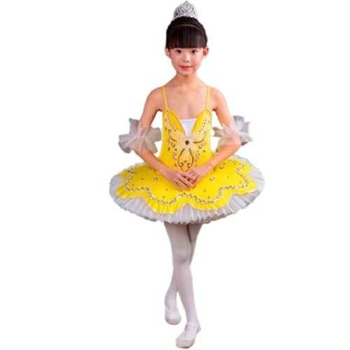 Robe tutu de ballet jaune FGRID à paillettes scintillantes pour fille