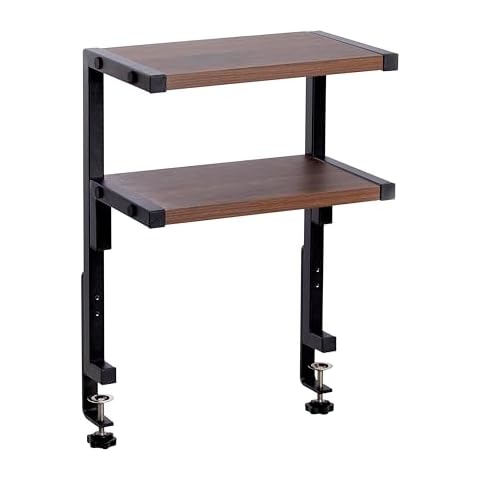 AirTaxiing Clamp on Desk Shelf 12.6 * 7 inch, 2-Tier Shelving Unit Table Organizer Above or Under Desk, Storage Tray Desk Workspace Organizers Desktop Storage Table Extender for Office Home Cover