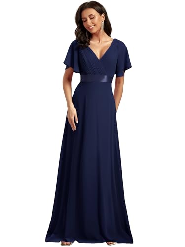 Ever-Pretty Women's Summer Short Sleeve Chiffon Empire Waist Floor Length