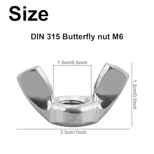 Miniatura 2 de 10 Piezas Tuecas De Mariposa De Alas De Acero Inoxidable Palomilla De Fácil Apriete Para La Sujecion De Tornillos Rosca Métrica Hembra Wing Nuts Para Herramientas De Bricolaje M6