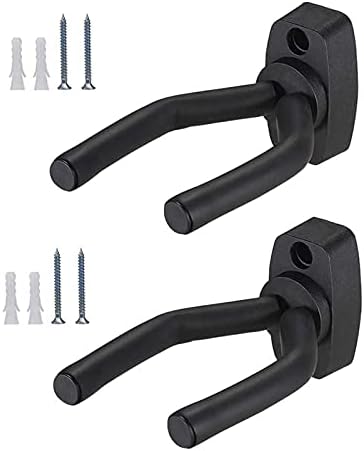 2 Pack Guitar Wall Hanger, Guitar Hook, Guitar Hangers Hook Holder Stand for Electric Acoustic Guitars Bass, Durable Black Wall Mount Bracket for Banjo, Volin, Mandolin, Ukulele