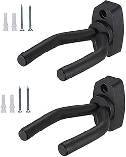 2 Pack Guitar Wall Hanger, Guitar Hook, Guitar Hangers Hook Holder Stand for Electric Acoustic Guitars Bass, Durable Black Wall Mount Bracket for Banjo, Volin, Mandolin, Ukulele