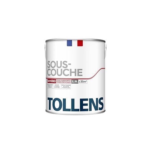 Tollens - Peinture Blanche - Impression - Sous-Couche Glycéro - Idéal pour les pièces humides - Fort pouvoir opacifiant - Résultat lisse et tendu - 2,5L =...
