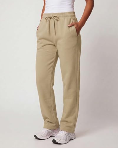 Image of Real Essentials 3 Pack: Women's Relaxed Fit Fleece Open Bottom Sweatpants - Casual Athleisure (Available in Plus)