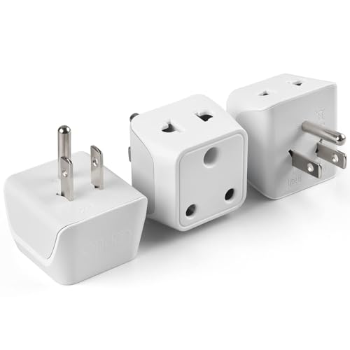 Ceptics India to USA Converter Plug, 2 in 1 Canada Travel Adapter - Type B - CE Certified - RoHS Compliant – White - 1 Pack - Lifetime Limited Warranty