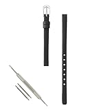 【Amazon.co.jp限定】 BAMBI 牛革 腕時計 ベルト 6㎜ 7㎜ レザー バンド 時計 交換ベルト ブラック 美錠 シルバー BCE007AB-S