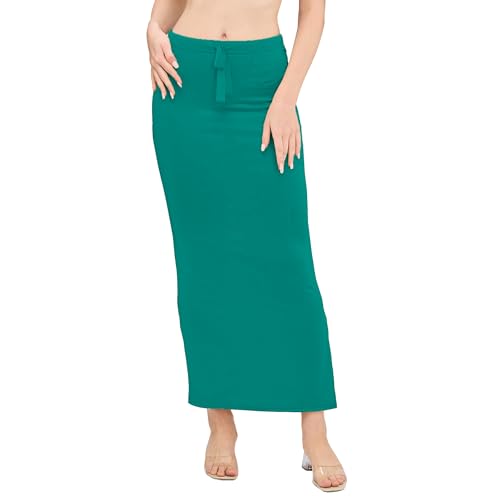 Image of DESI GIRL Satin Shimmer Stretchable Saree Shapewear Petticoat with Drawstring for Women | Mermaid fit Saree Petticoat with Side Slit for Easy Movement | Saree Shaper | Long inskirt