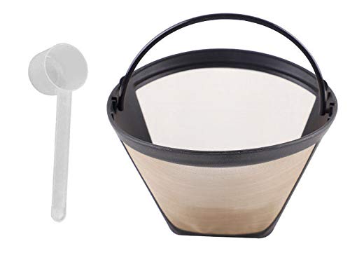 Swess Permanent Gold Tone Cone Coffee Filter Fits Cuisinart DCC-1000BK, DTC-975BKN, DCC-750 Series, DCC-1100 Series DCC-1200 Series, DCC-2200, DCC-2600, DCC-2650, DCC-2750, DCC-2800 with Coffee Spoon